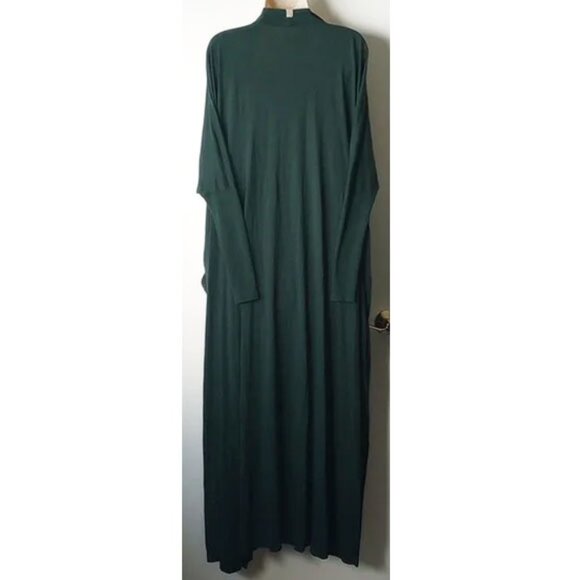 NWOT Lunya Organic Pima Cotton Knit Maxi Open Duster OS Forest Green - Picture 2 of 10